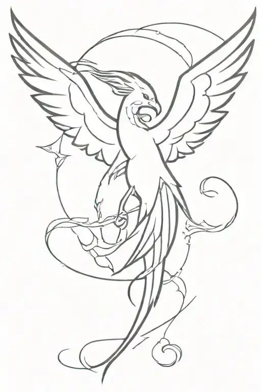 Tattoo With Phoenix And Sword Piercing