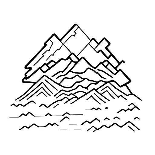 A Minimalist Tattoo Of A Mountain Peak With A Ski Track Winding Down It
