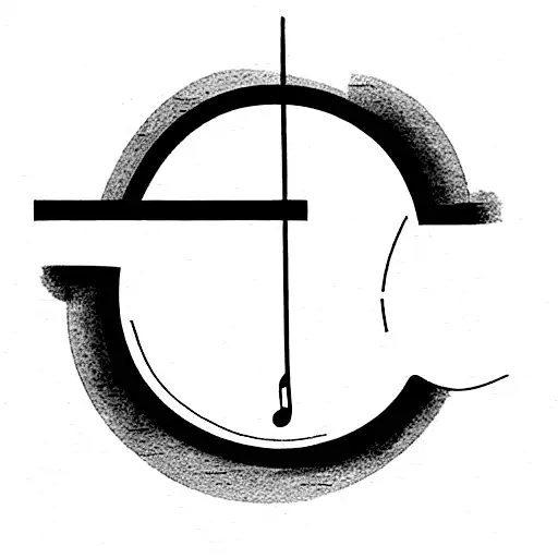 Violin F-hole In The Middle Of 2 Black Bands And In The Gap Between Both Bands Piano Keys