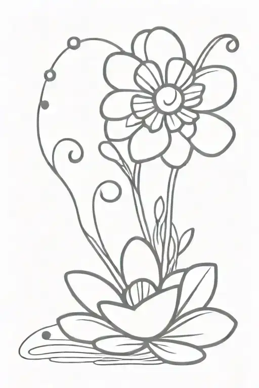 Music Notes Pouring Out Of One Daisy Flower