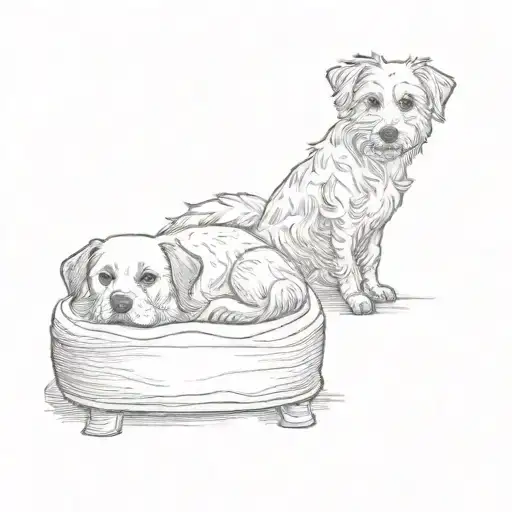 Two Dogs In A Dog Bed