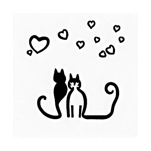 Two Cats With Text Love