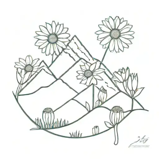 Mountain And Daisies