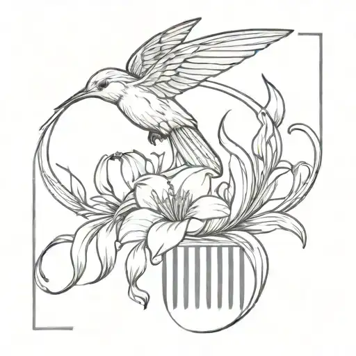 Art Nouveau Hair Comb With Hummingbird And Lillies And Pears