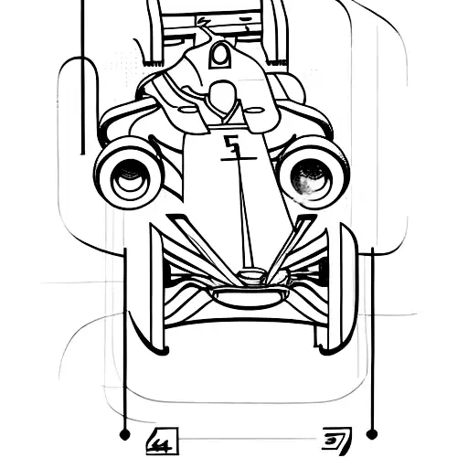 A Minimalist Tattoo Of A Formula 1 Race Car Speeding Around A Track