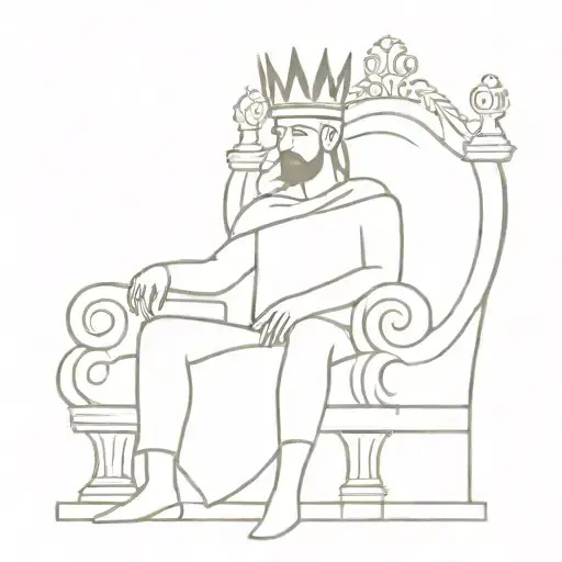 Dark Silhouette King On A Throne Menacing White Background