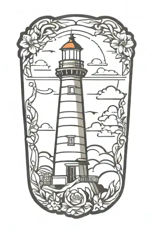 American Traditional Style Tattoo Lighthouse Outline