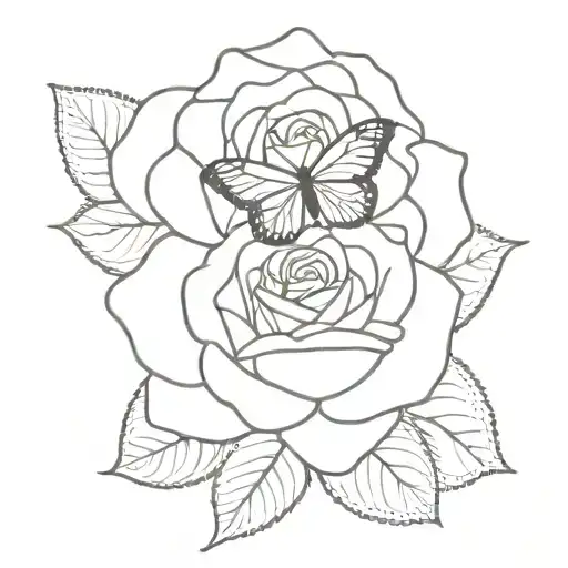Rose With Butterfly In The Middle