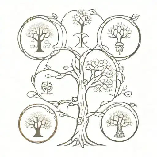 A Minimalist Design Of A Family Tree Intertwined With Accounting Symbols
