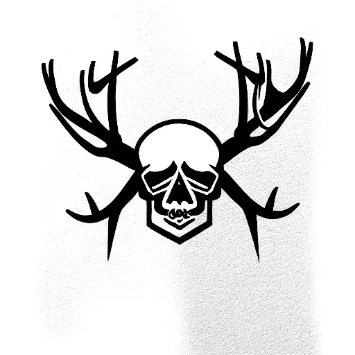 Skull With A Beard And Elk Antlers