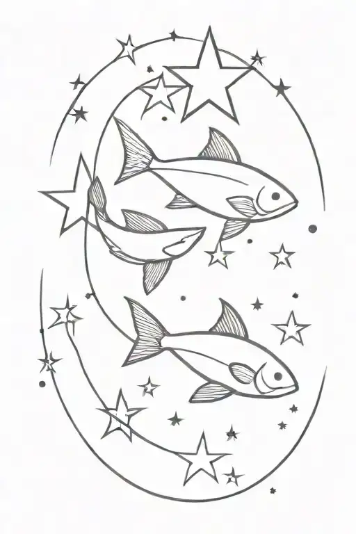 Coi Fish And Stars Around