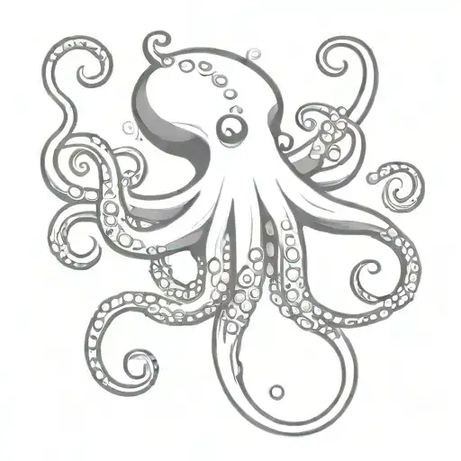 A Minimalist Design Of An Octopus With Psychedelic Tentacles Intertwined With Cigarettes