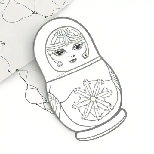 Russian Nesting Doll With Hidden Star Wars Symbols In The Design And Big Pretty Grey Eyes And Blush