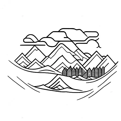 Mountain With A River And Lake