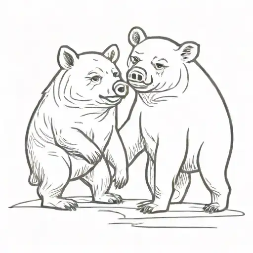 Bear And Pig Playing
