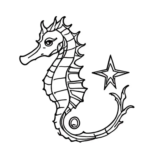 Sea Horse With A Star On The Side