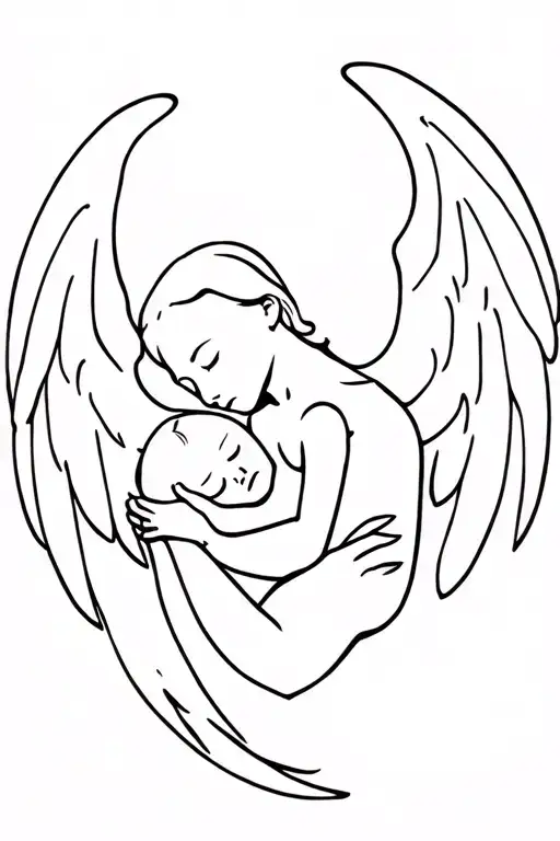 Angel Mother Holding Infant Sleeping