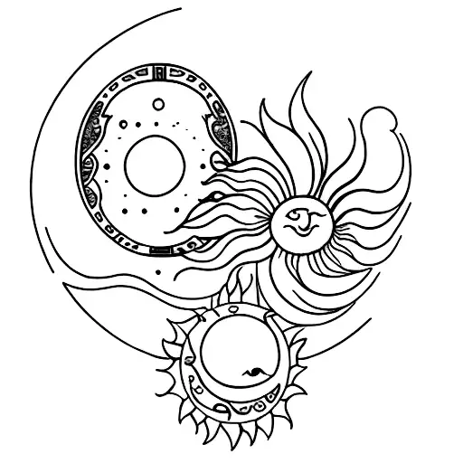 Sun And Moon Tattoo Or Moon Phases Tattoo With Some Floral Design