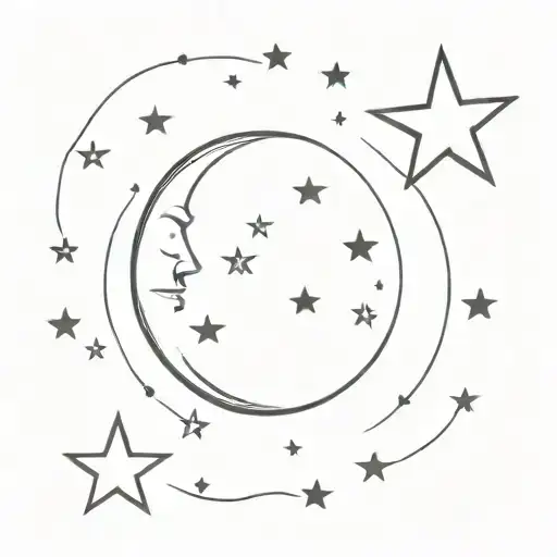 Waning Gibbous Moon With Two Stars