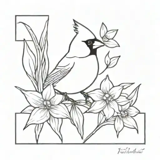 Cardinal And Daffodils