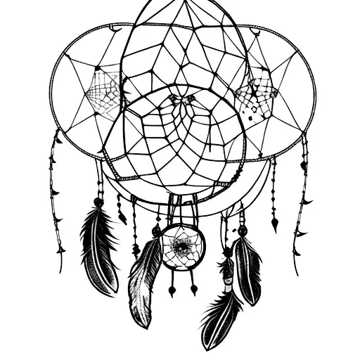 A Dreamcatcher Surrounded By A Forest Scene With Animals And Stars