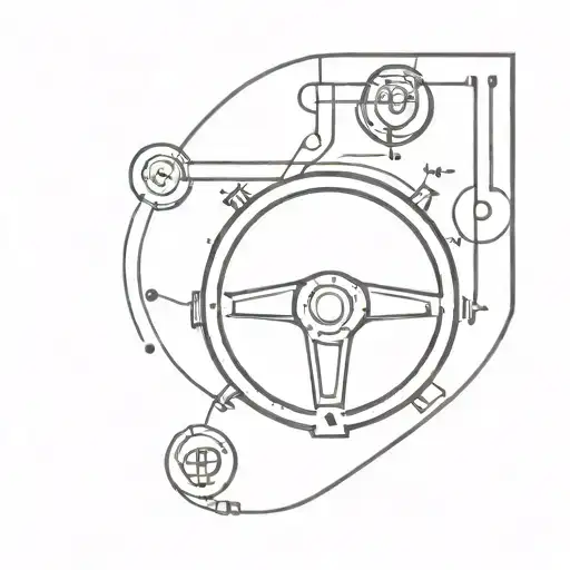 A Minimalist Tattoo Of A Car Steering Wheel With Music Symbols Integrated Into The Design