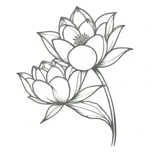 Chinese Lotus Flower And A Tulip Flower