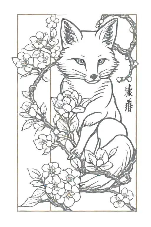 Fox Omamori Charms Sakura Branch