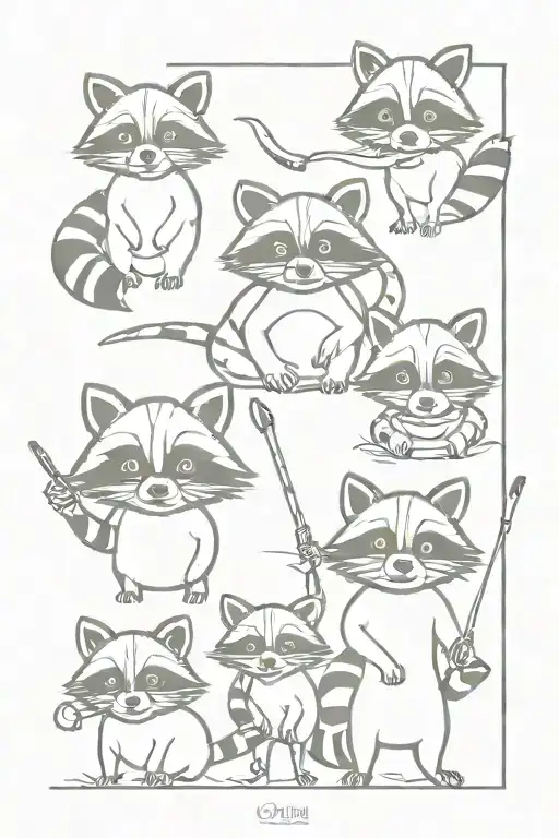 Golfing Raccoons For A Group Of 3