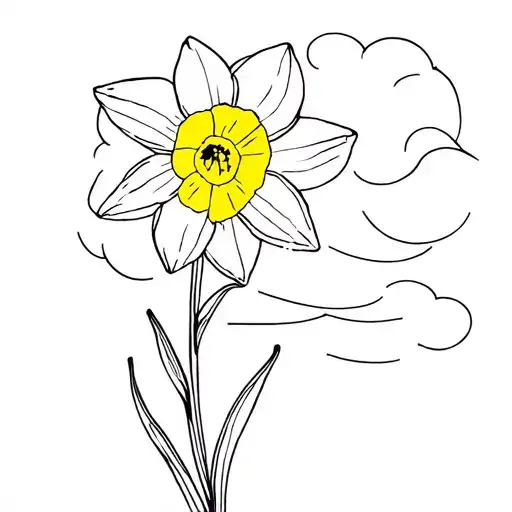 A Minimalist Daffodil Flower And Cloud