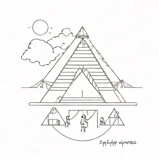 A Simple Line Drawing Of The Pyramid Stage At Glastonbury Festival