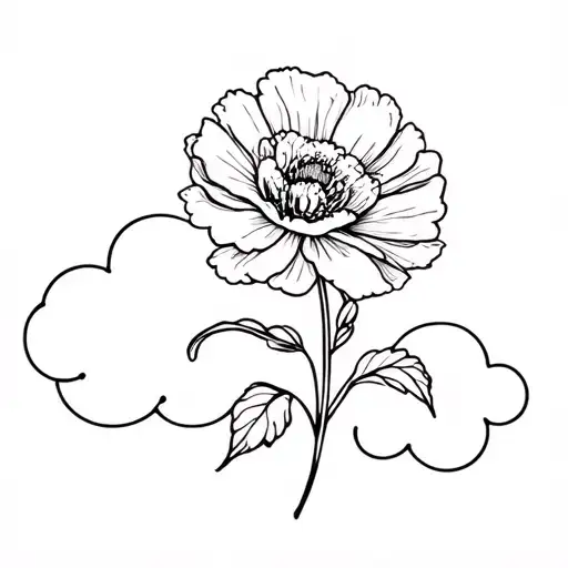 A Fineline Carnation Flower And Cloud
