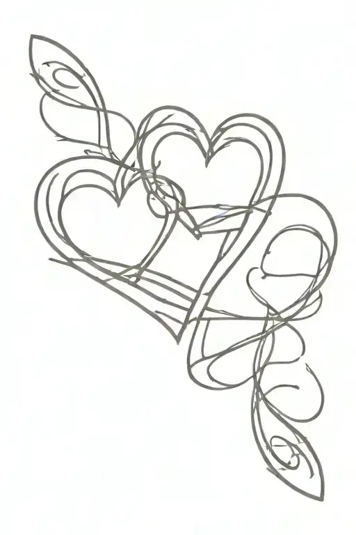 4 Love Heart Intertwined Within Each Other
