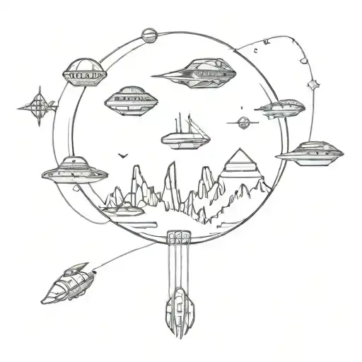 An Intricate Tattoo Of A Microchip Morphing Into A Galaxy With Star Wars Ships Flying Through