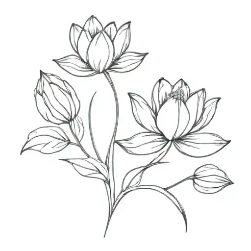 Dutch Tulips And Chinese Lotus Flower Blooming