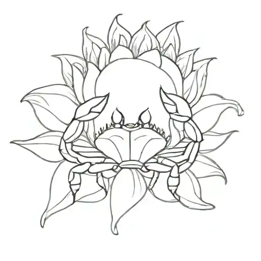 Crab Holding A Sunflower