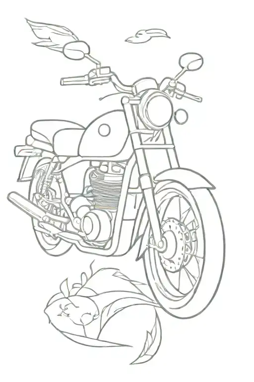 Motorcycle Nature Simple Outline