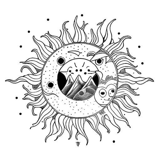 Sun And Moon With Swans