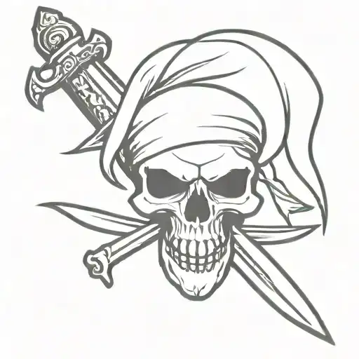 Pirate Skull With Crossing Swords Simple No Hat