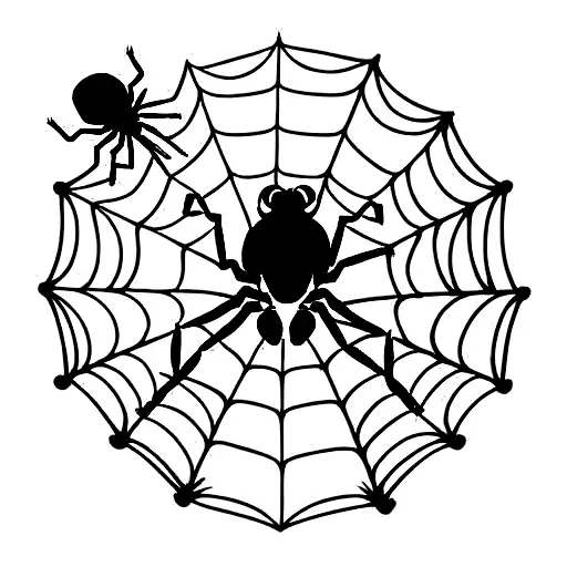 Rose With A Spiderweb And A Black Widow