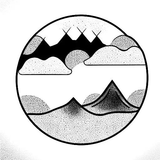 Landscape With Forest And Mountains And Futuristic Sky