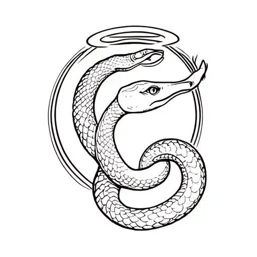 Snake With Halo Slithering Around Backpack