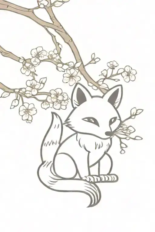 Fox Omamori Charms Sakura Branch