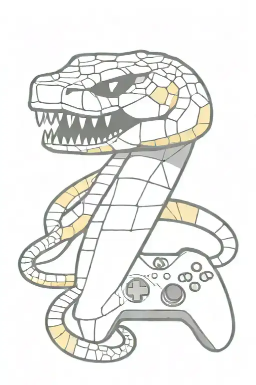 Pixelated Snake Holding Am Xbox Controller In It's Mouth
