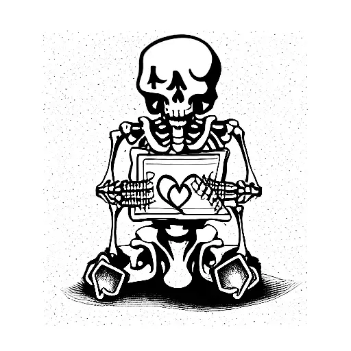 Skeleton With Deck Of Cards And Beer