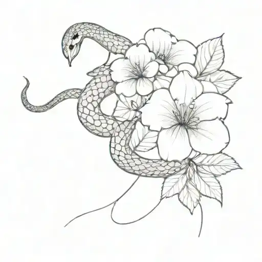 Snake And Hydrangea Flower
