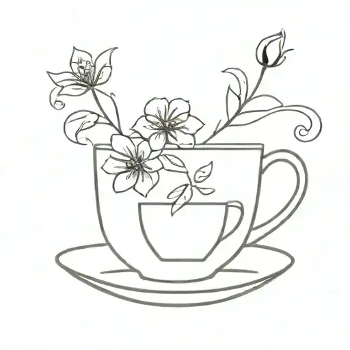 Floral Tea Cup Minimalist