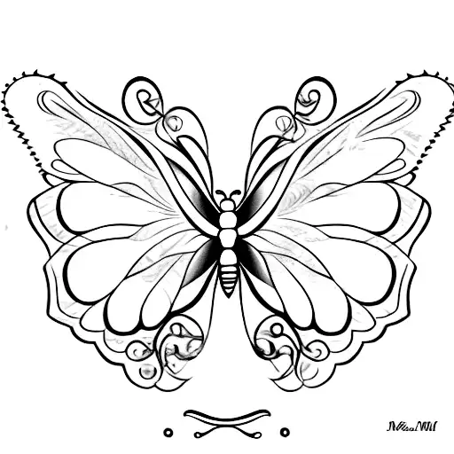 A Minimalist Tattoo Of A Butterfly With Marijuana Leaf Patterns On Its Wings