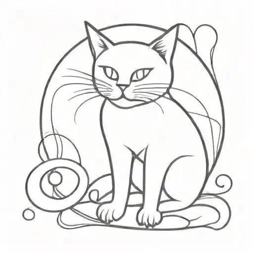 A Tattoo Design Of A Black Cat In The Style Of Jason Freeny