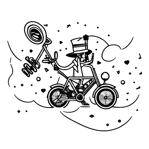 Combination Of Bike And Trumpet In A Tattoo Design Inspired By Ska-pop Punk Music
